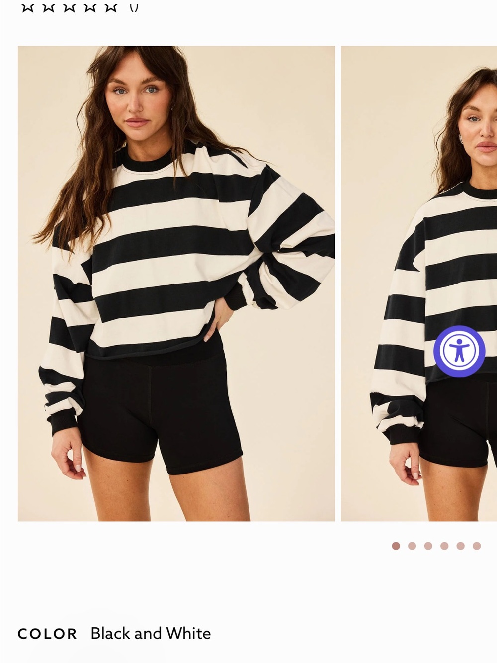 Shopbop strut this black white cropped tshirt long sleeve xs -oxford